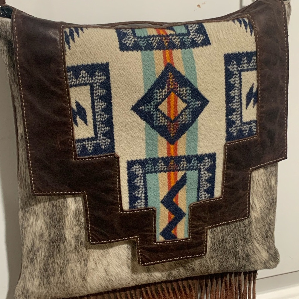 Southwestern Patterned Leather and cowhide Bag